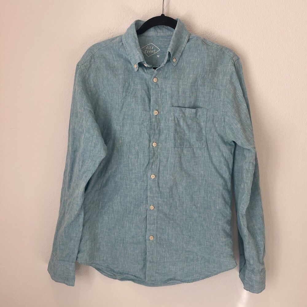Alex Crane 100% French Linen Playa Button Down Shirt Sz Medium